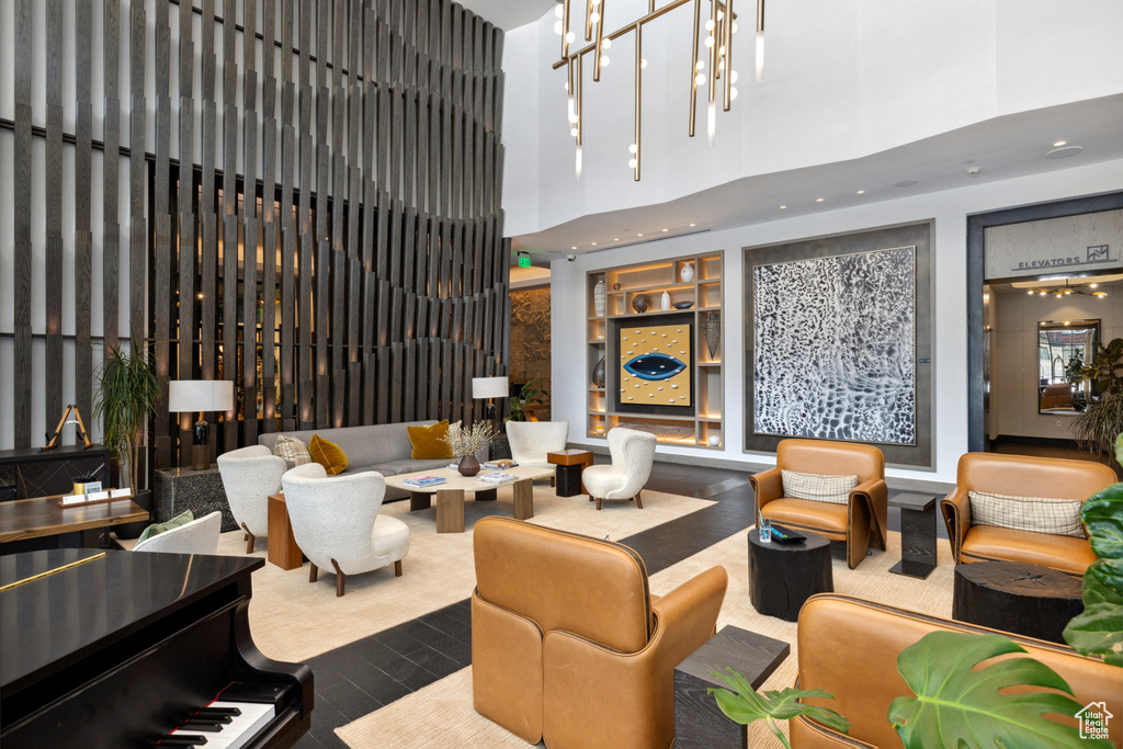Common area featuring a high ceiling