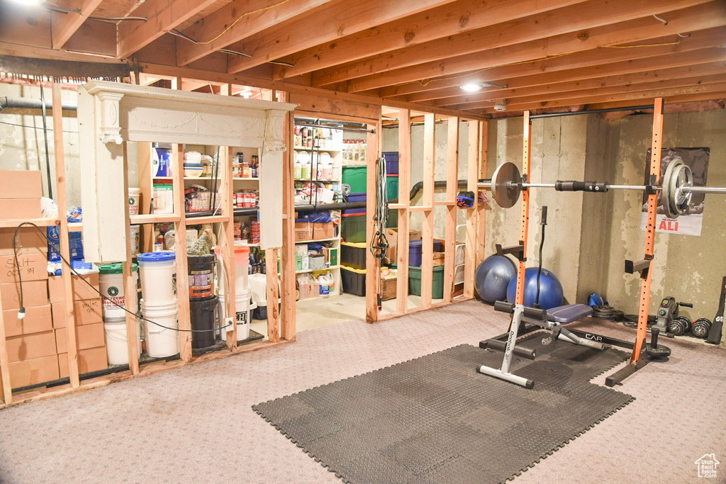 Workout room with carpet floors