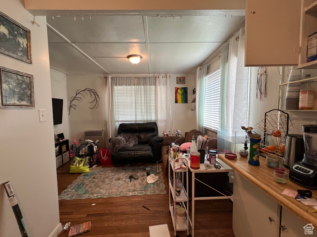 Living room with wood finished floors