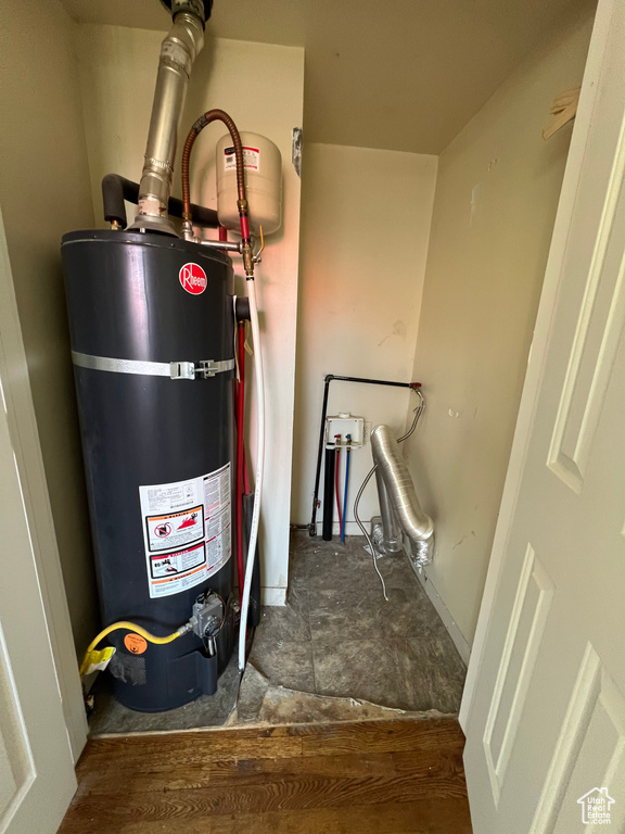 Utility room featuring water heater