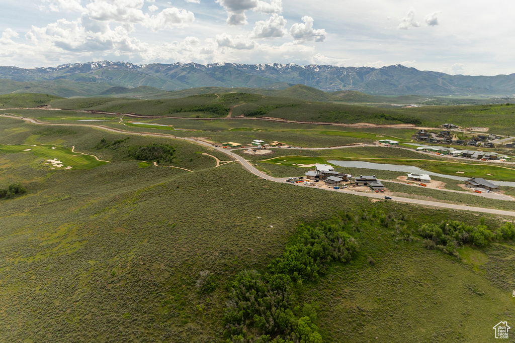Drone / aerial view of a mountain backdrop