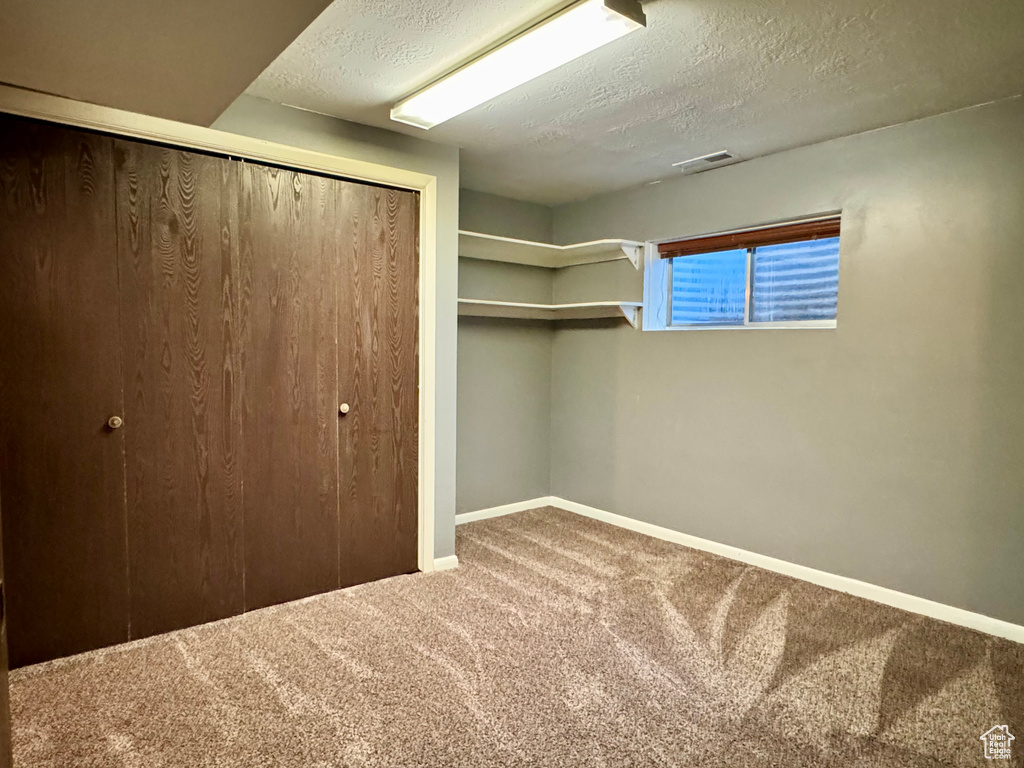 Spacious closet with carpet