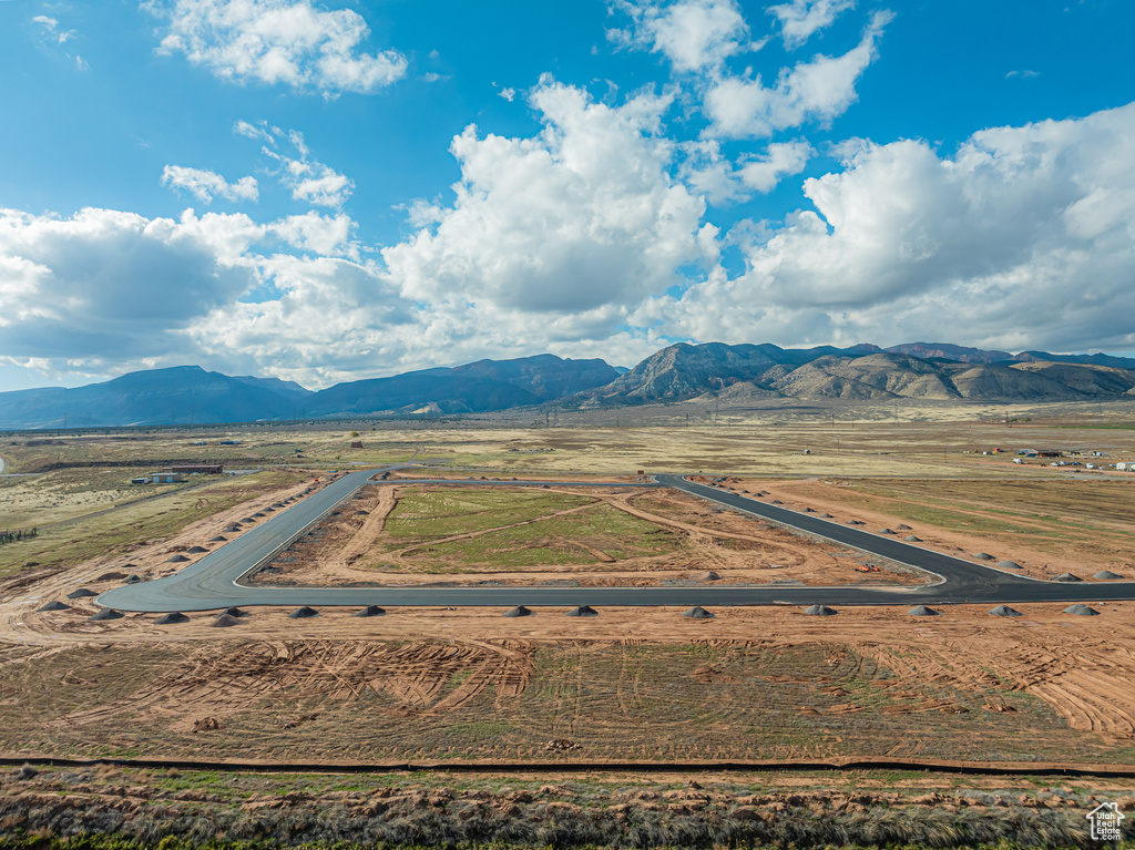 Drone / aerial view featuring a mountain view and a rural view