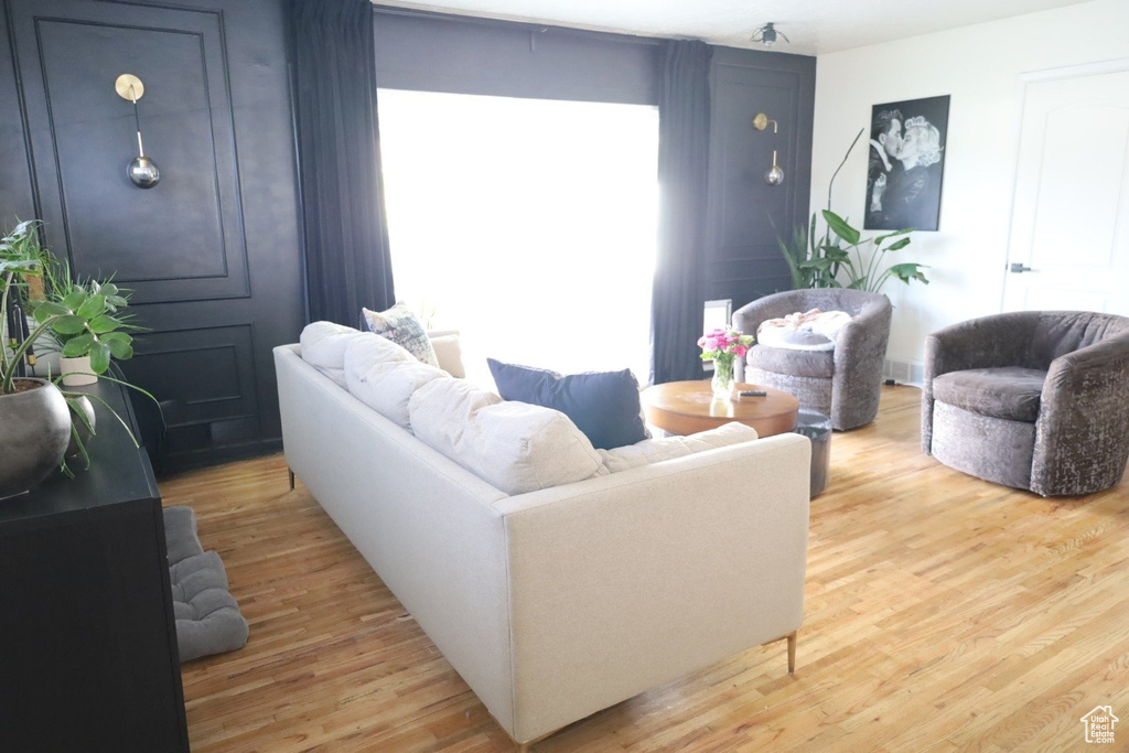 Living room with wood finished floors