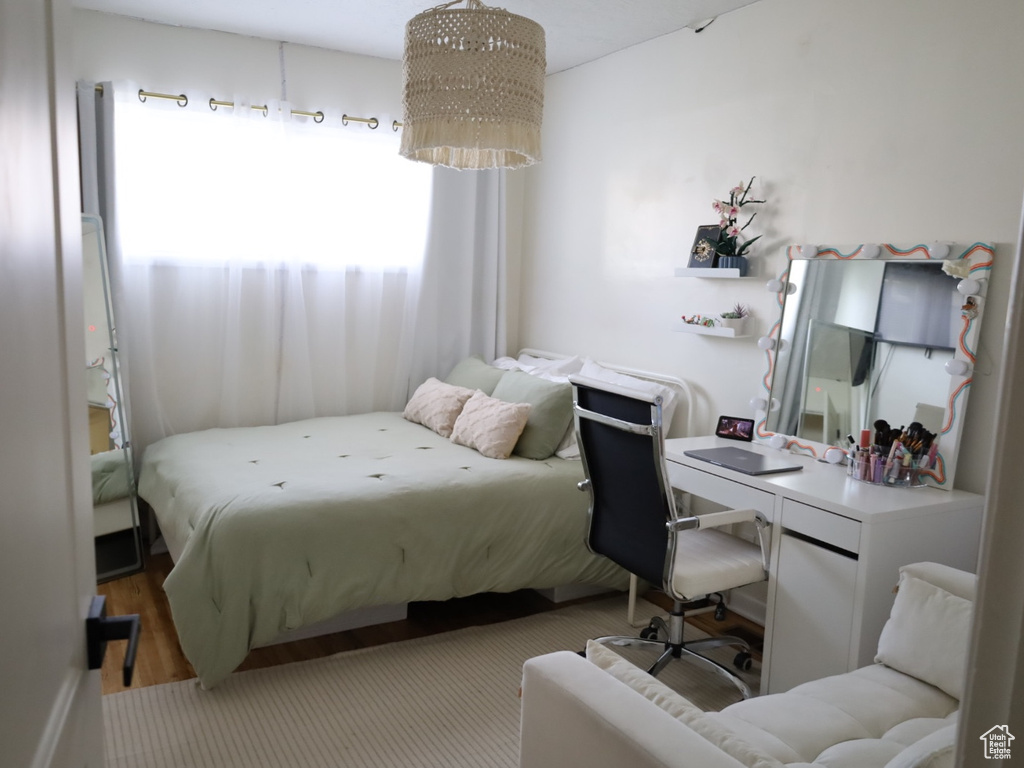 Bedroom with an office area