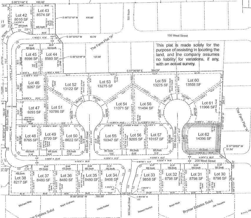 Map showing property parcels