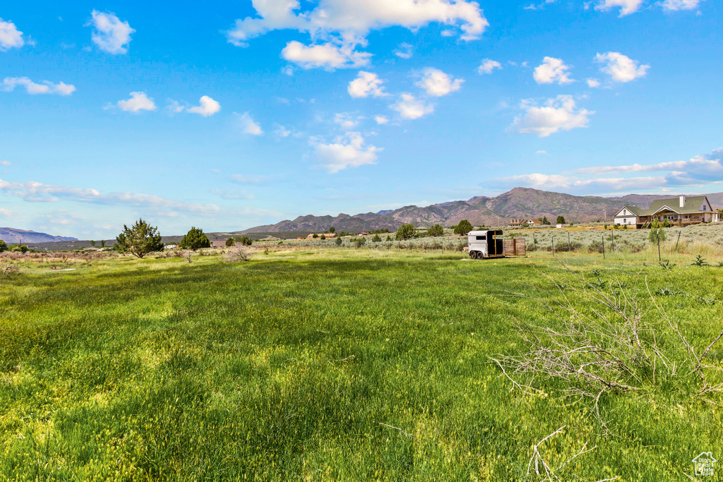 View of mountain background with rural landscape