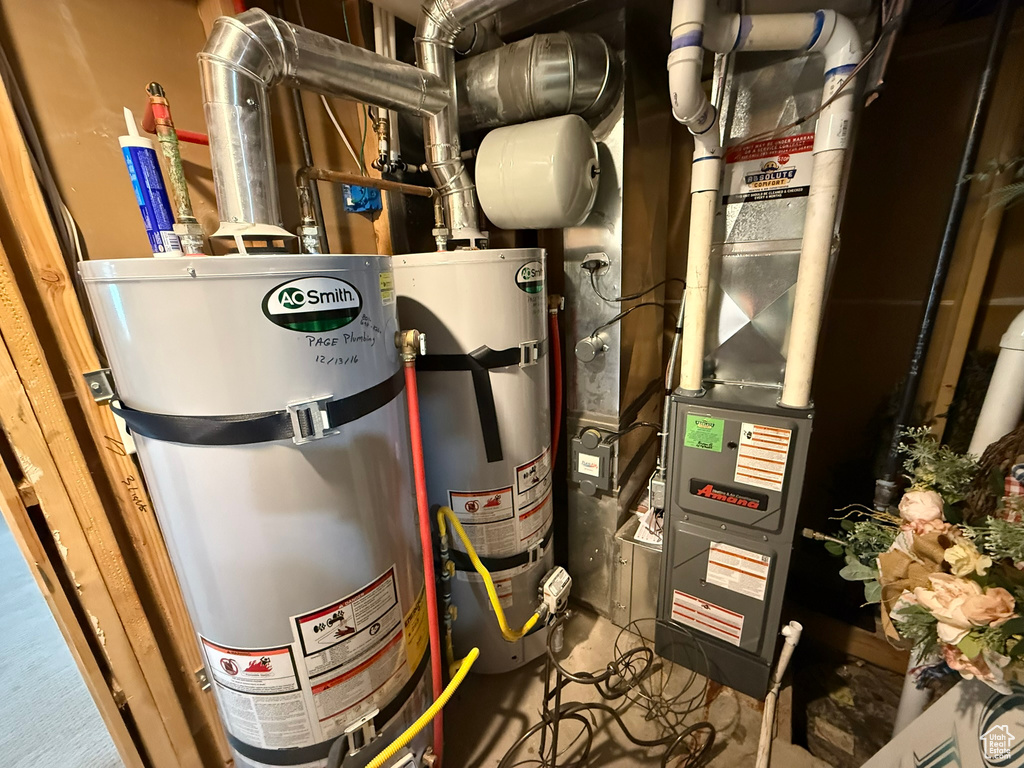 Utilities with secured water heater and heating unit