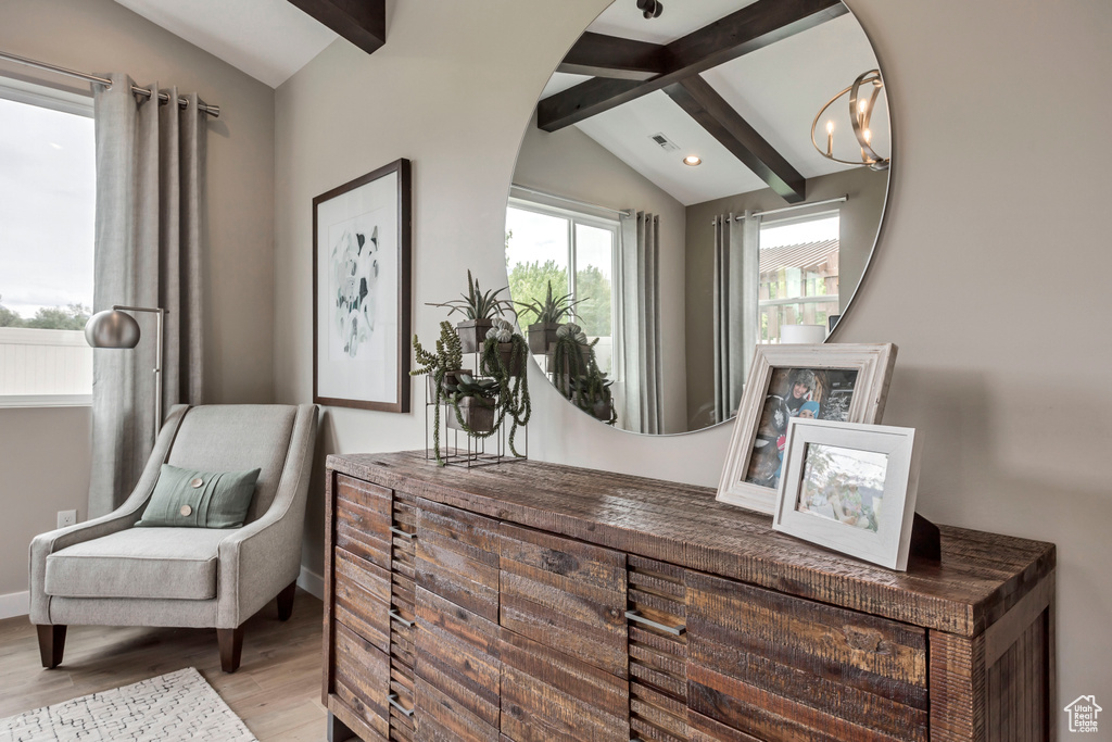 Sitting room featuring light wood-style flooring
