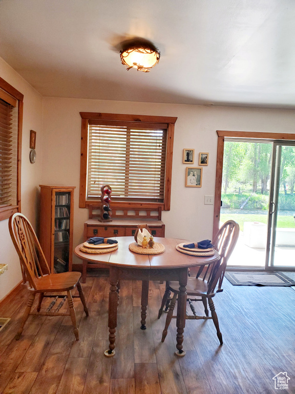 Dining area featuring wood finished floors