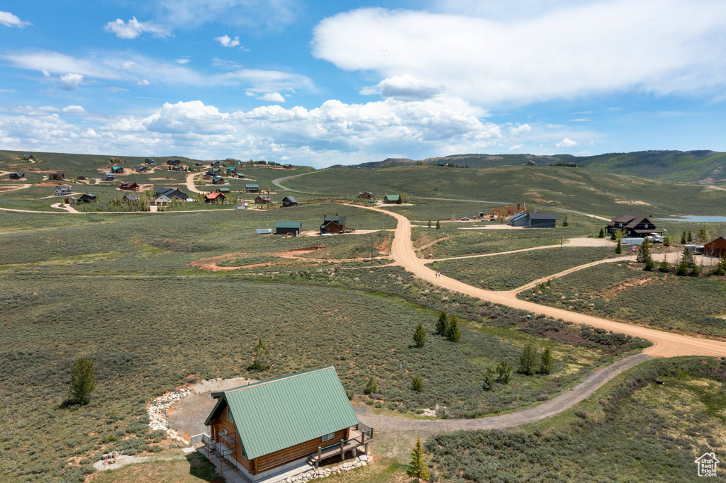 Drone / aerial view of a mountain backdrop