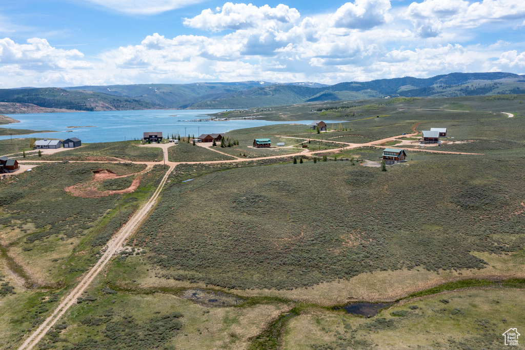 Drone / aerial view of a water and mountain view
