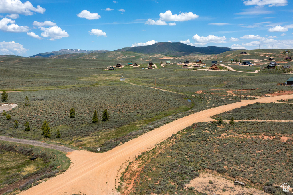 View of mountain background featuring rural landscape