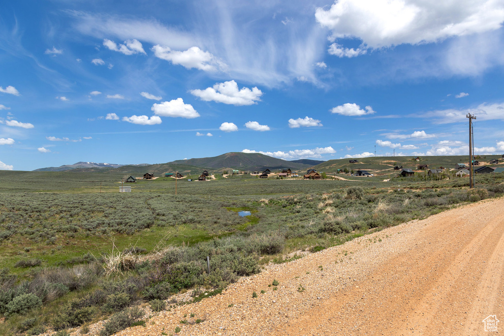 View of mountain background with rural landscape