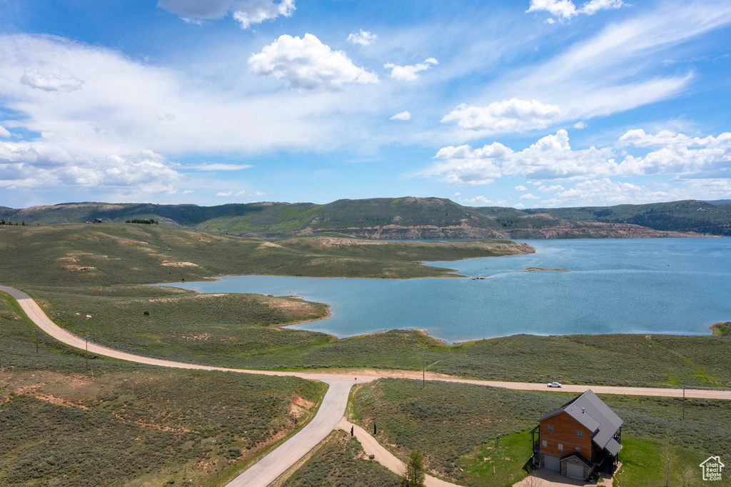 Water view with a mountainous background
