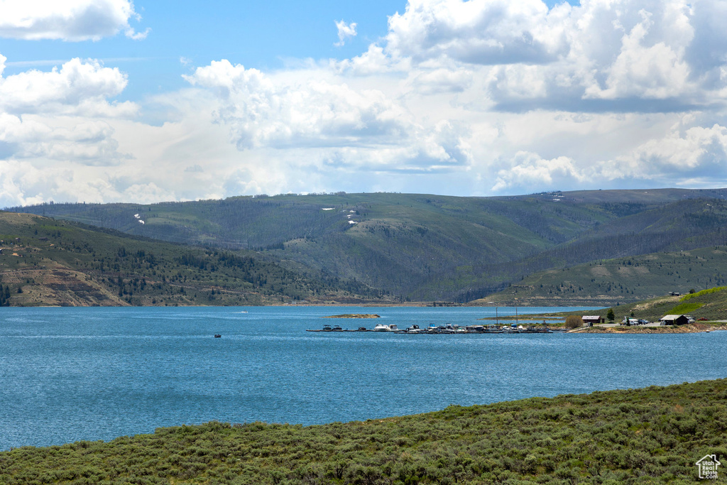 Water view featuring mountains