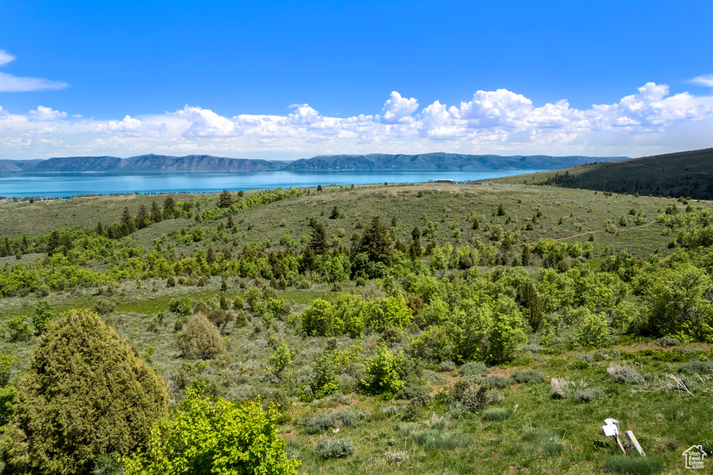Water view featuring mountains