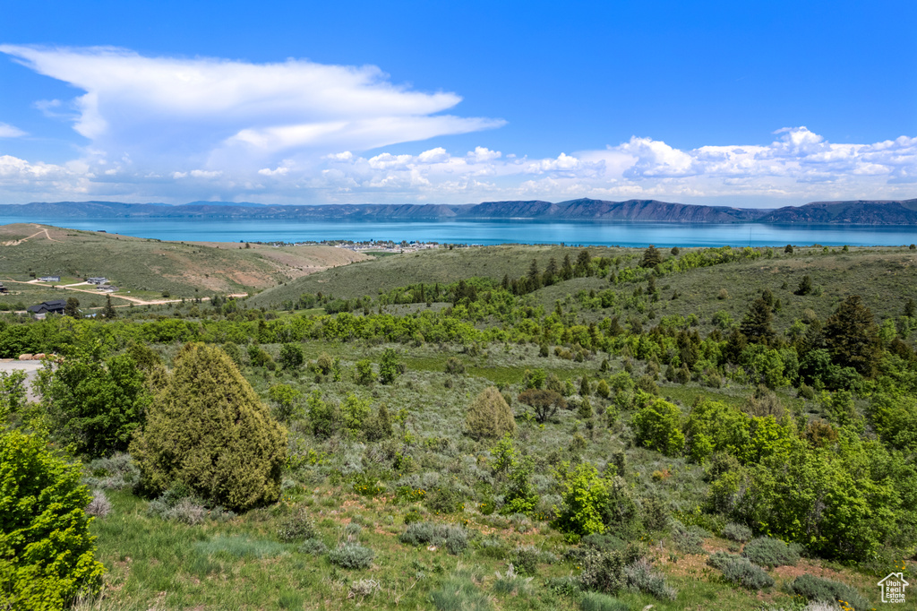Water view featuring mountains