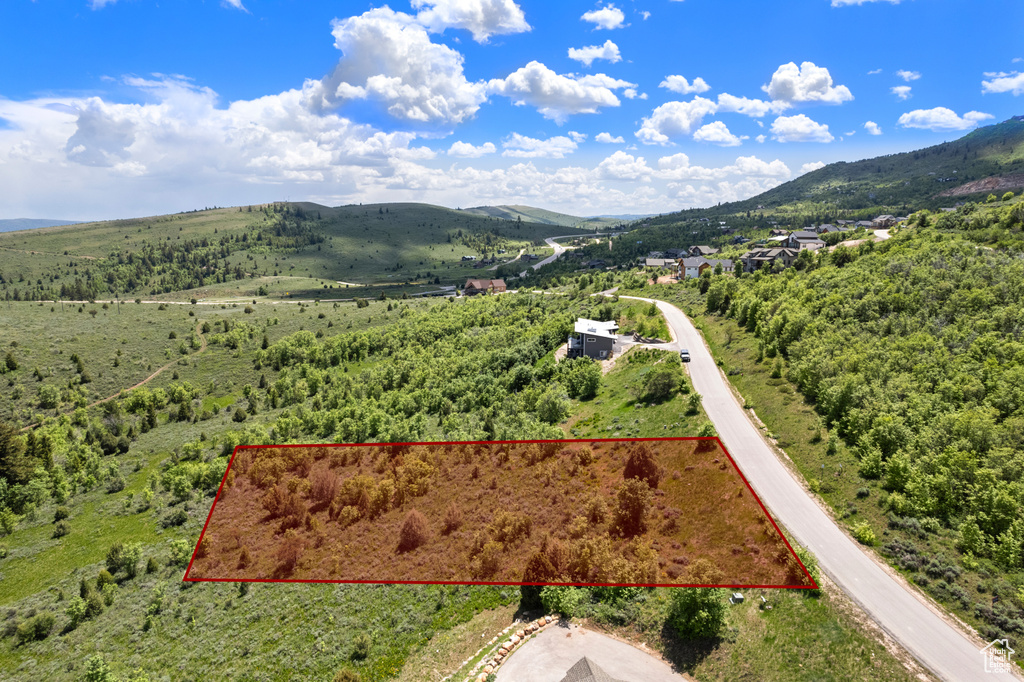 Drone / aerial view of a mountain backdrop