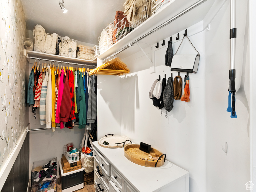 View of walk in closet