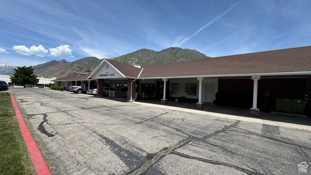 Exterior space featuring a mountain view