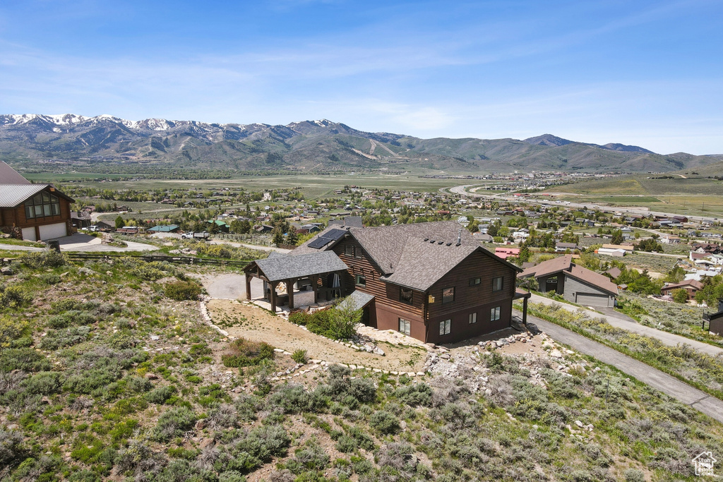 View of mountain background with nearby suburban area