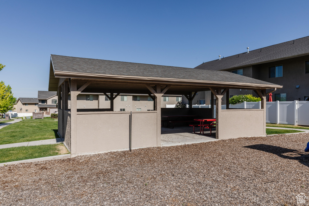 View of property's community with a patio area