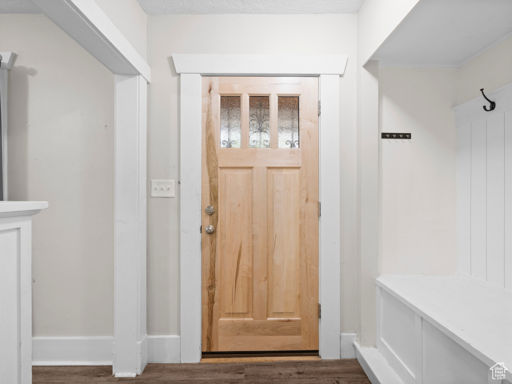Mudroom with wood finished floors