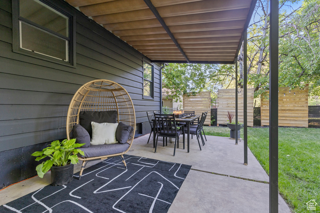 View of patio featuring outdoor dining space