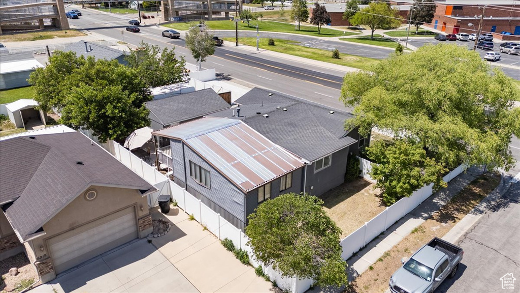 Aerial perspective of suburban area