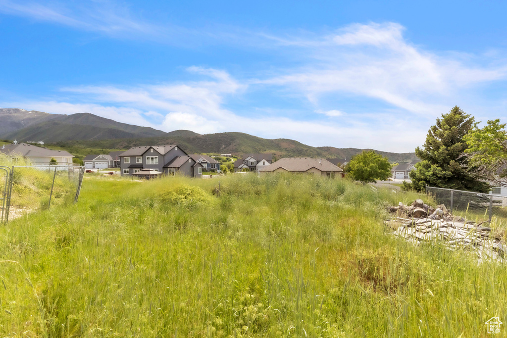 View of mountain background with nearby suburban area