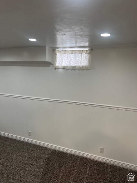 Unfurnished room with recessed lighting and carpet floors