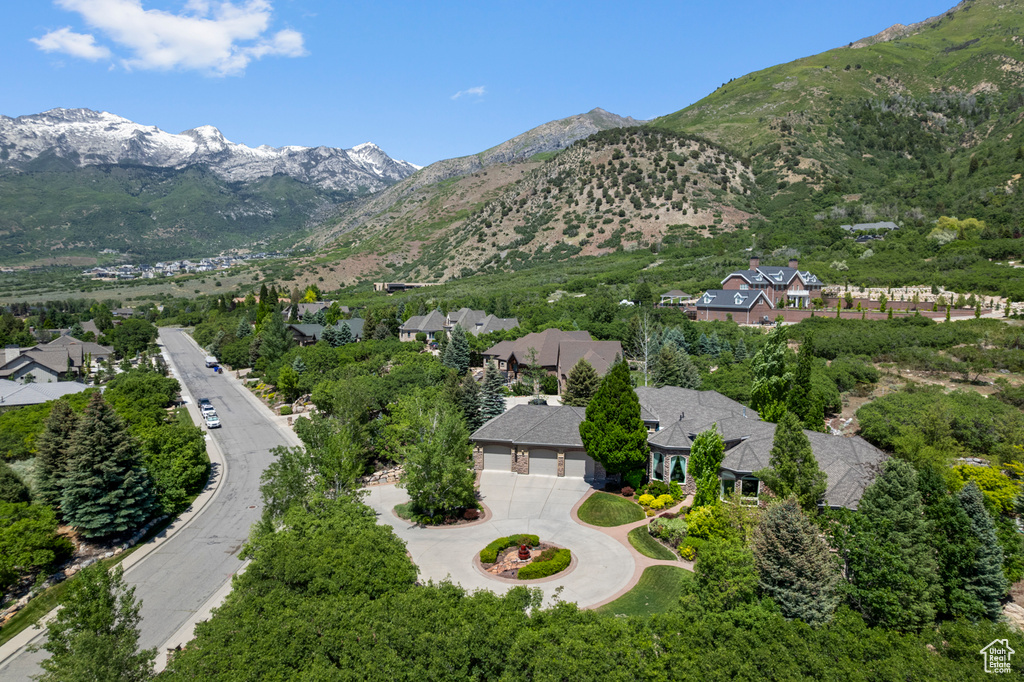 View of mountain backdrop with nearby suburban area