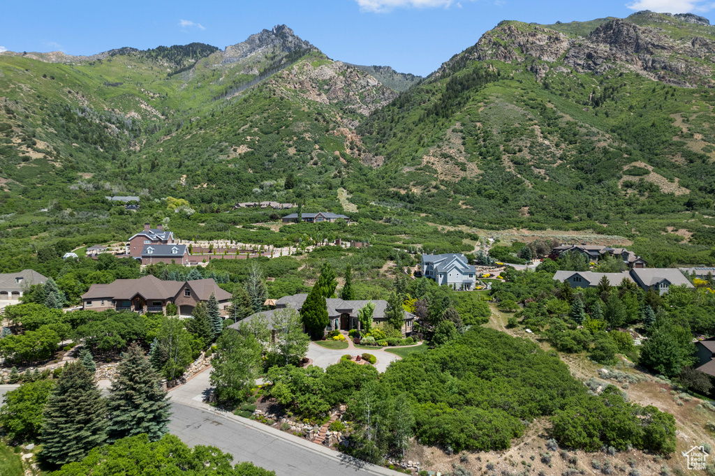 View of mountain background with nearby suburban area