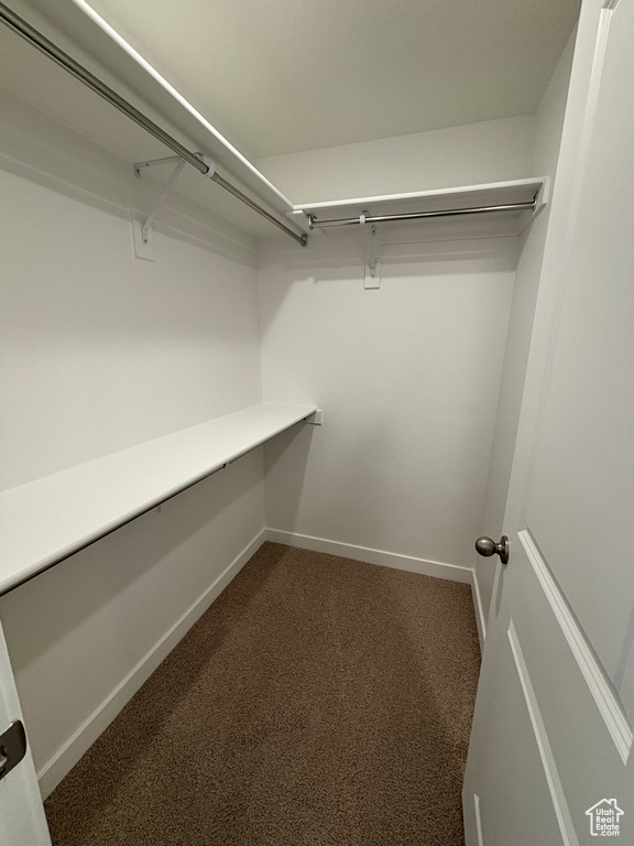 Walk in closet with dark carpet