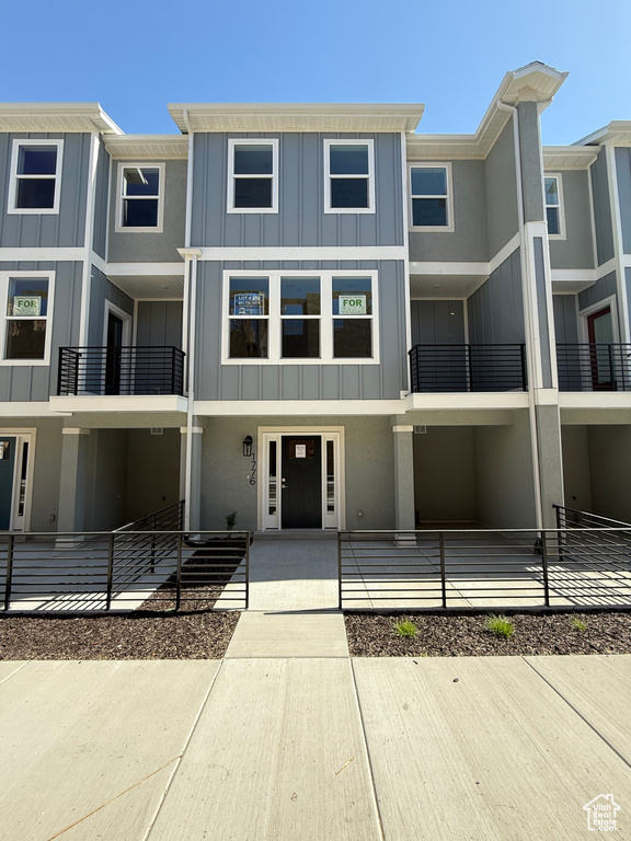 Townhome / multi-family property with board and batten siding