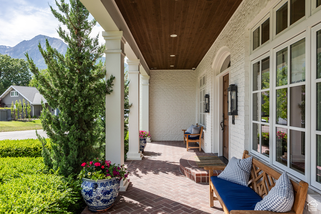 Porch with a mountain view