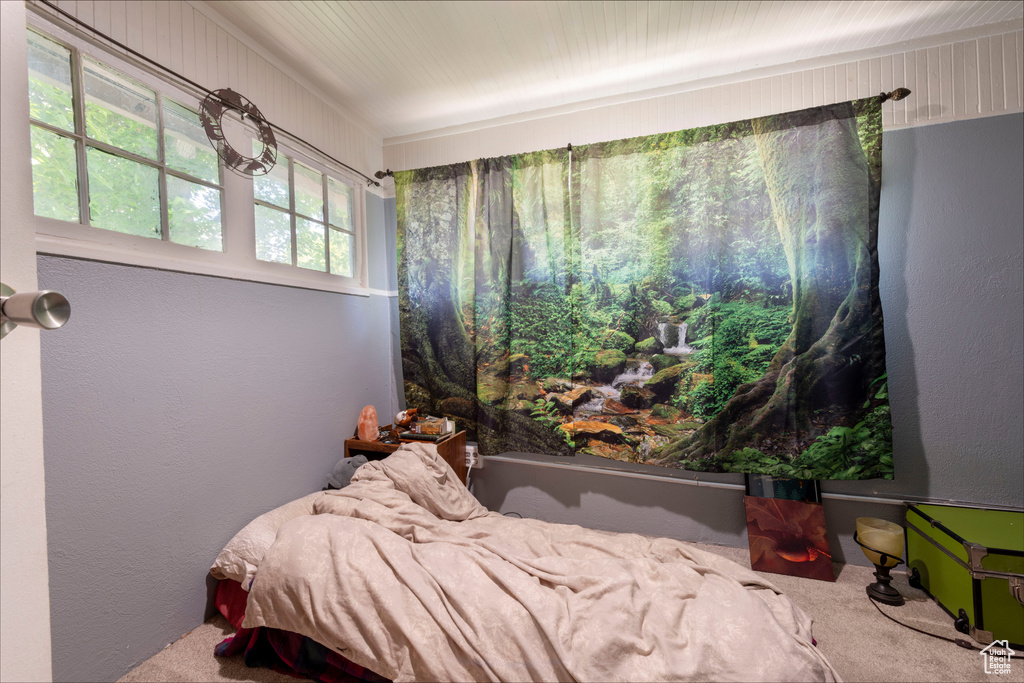 Bedroom featuring carpet