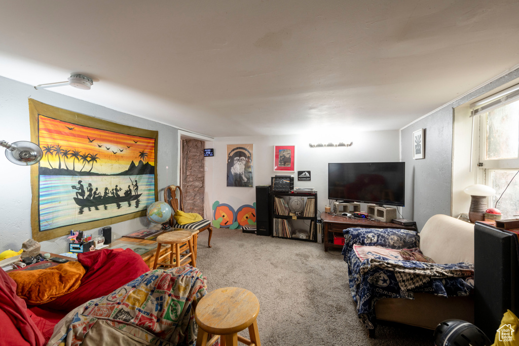 View of carpeted living area