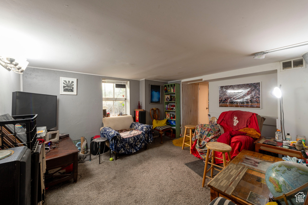 View of carpeted living room