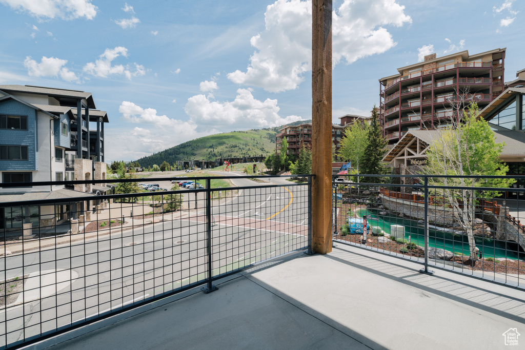 Balcony with a mountain view
