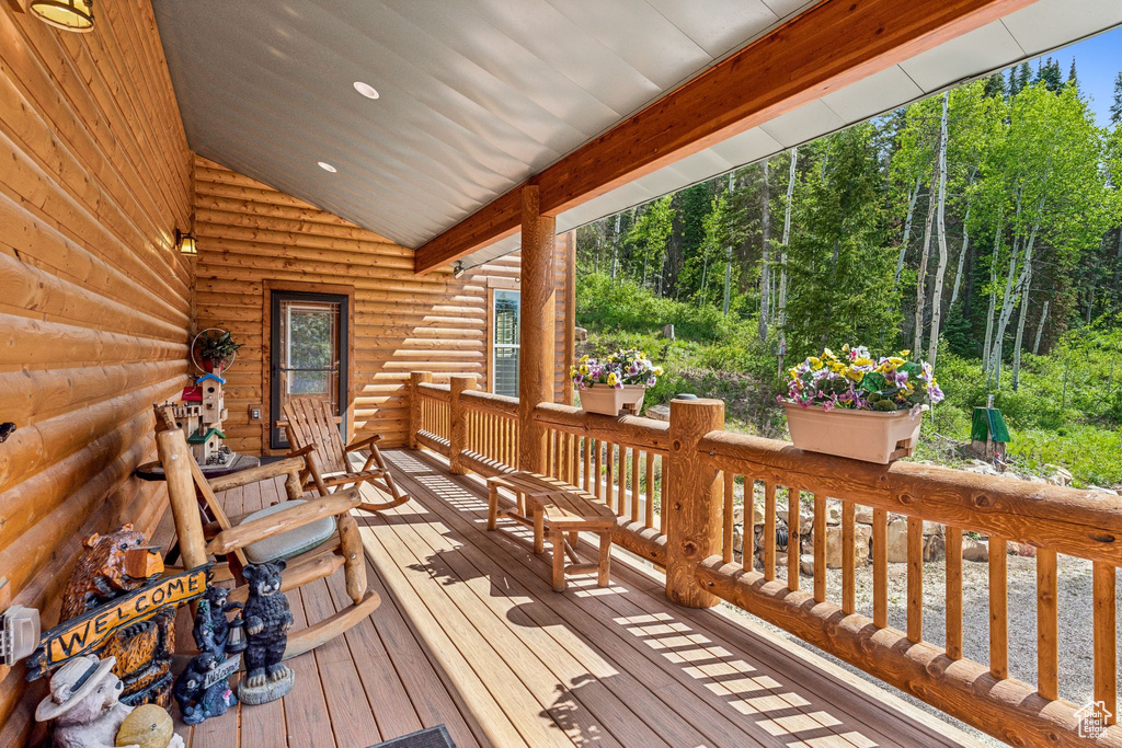 View of wooden deck