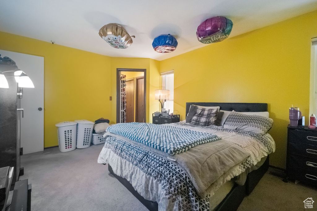 Bedroom with carpet flooring