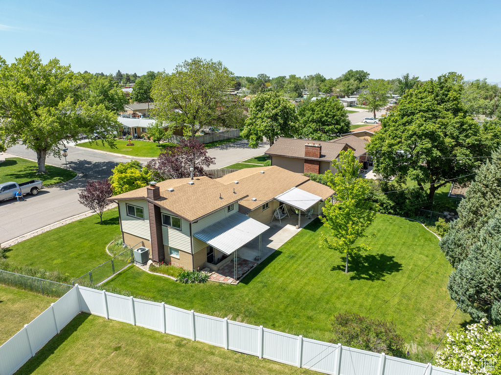 Aerial perspective of suburban area