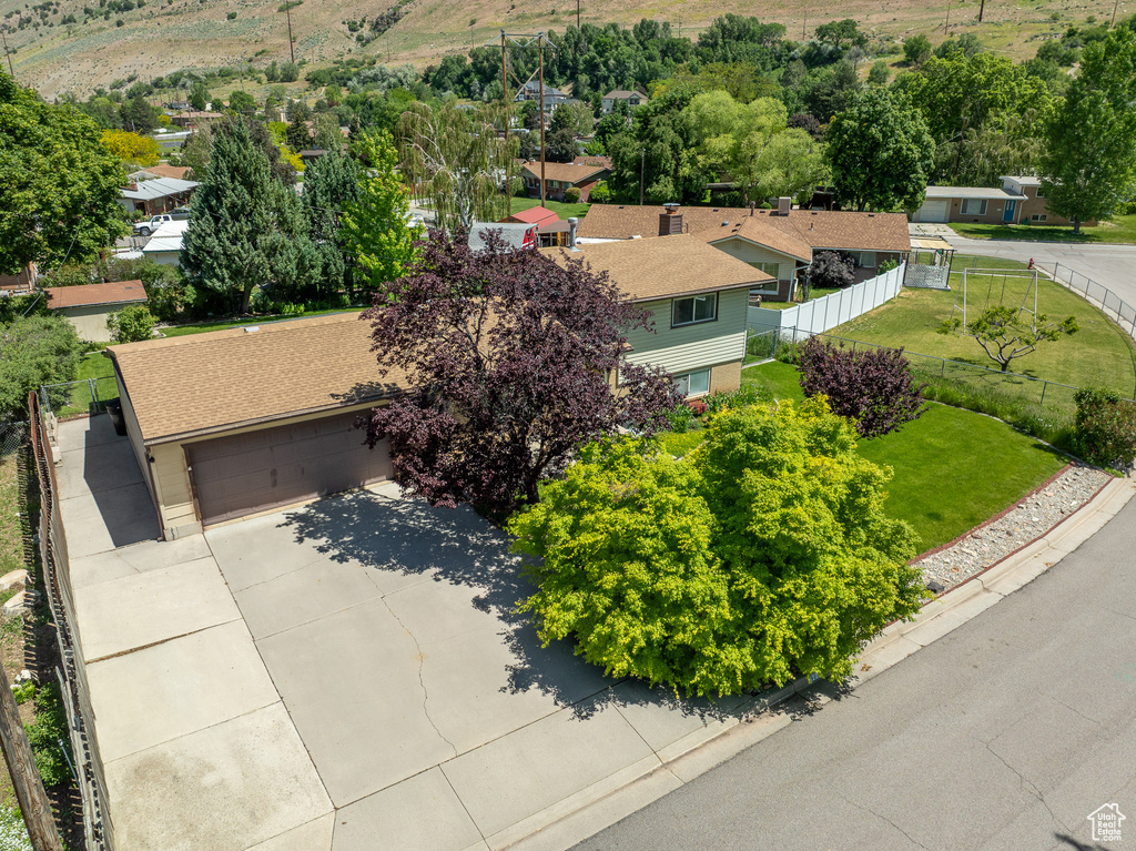 Aerial perspective of suburban area