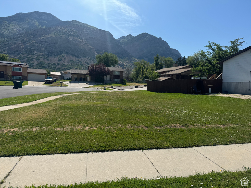 View of yard with a mountain view