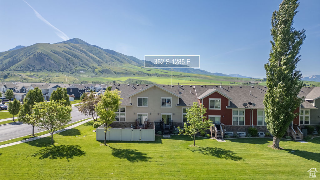 View of mountain background with nearby suburban area
