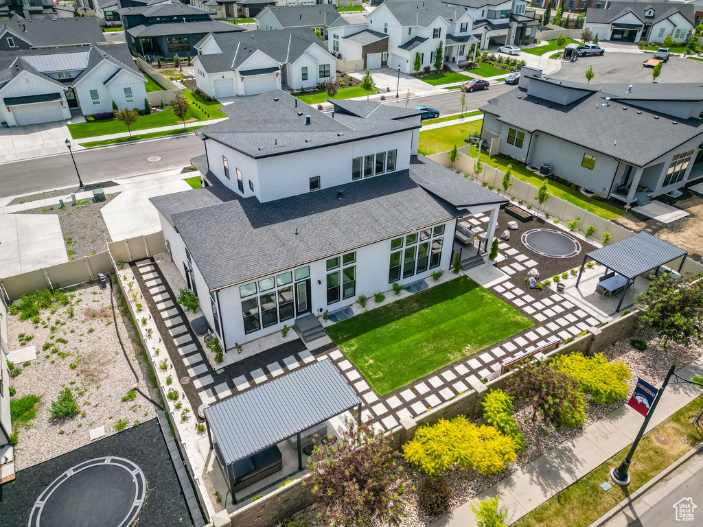 Aerial perspective of suburban area