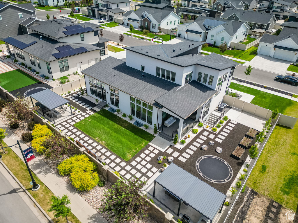 Aerial perspective of suburban area
