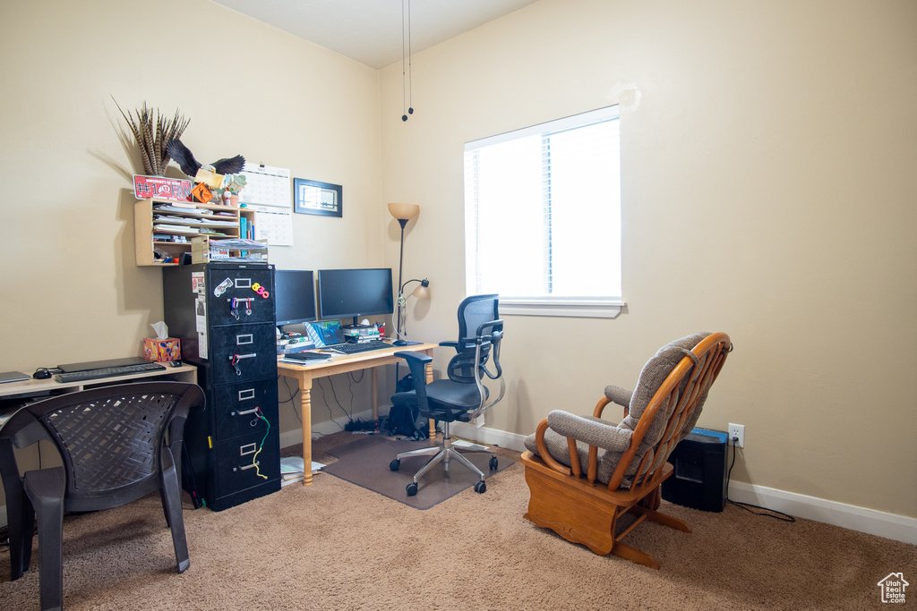 Office featuring carpet and baseboards